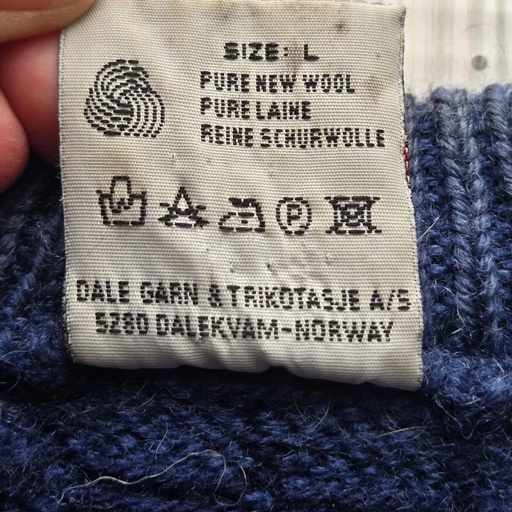 Dale of Norway Women Blue Pure New Wool Fair Isle Pewter Button Cardigan Size L - Picture 7 of 10